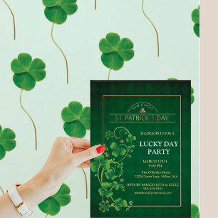 St. Patrick's Day Green Shamrock Vine Irish Party Foil Holiday Card