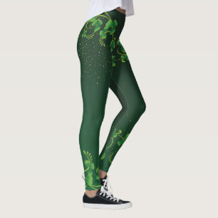 St. Patrick's Day Green Shamrock Vine Irish Party  Leggings