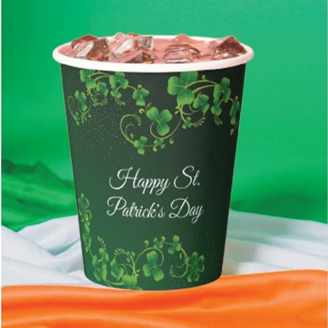 St. Patrick's Day Green Shamrock Vine Irish Party  Paper Cups (Creator Uploaded)