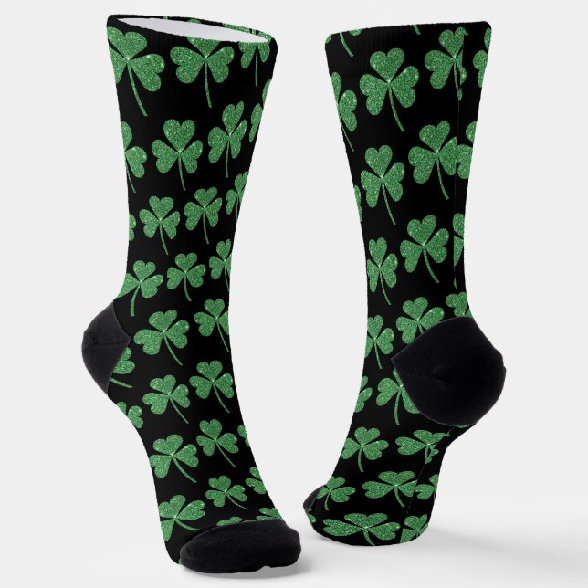 St. Patrick's Day Green Shamrock Vine Irish Party  Socks (Angled)