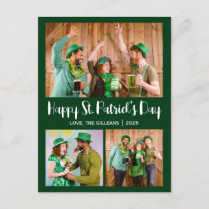 St. patrick's day Green Shamrocks family 3 Photo  Holiday Postcard