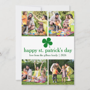 St. patrick's day Green Shamrocks family Photo  Holiday Card