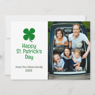 St. patrick's day Green Shamrocks family photo Holiday Card