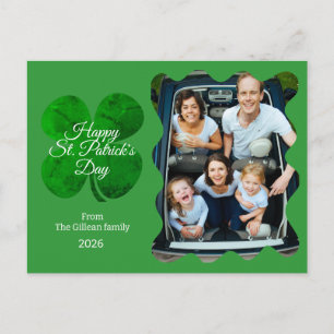 St. patrick's day Green Shamrocks family photo Holiday Postcard