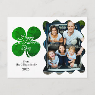 St. patrick's day Green Shamrocks family photo Holiday Postcard