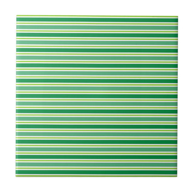 St. Patrick's Day Green Stripes Pattern-54608 Ceramic Tile (Front)