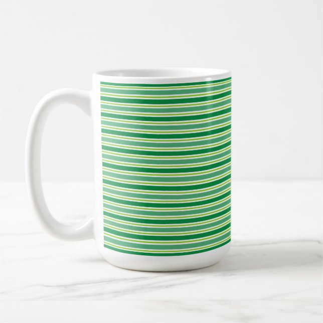 St. Patrick's Day Green Stripes Pattern-54608 Coffee Mug (Left)