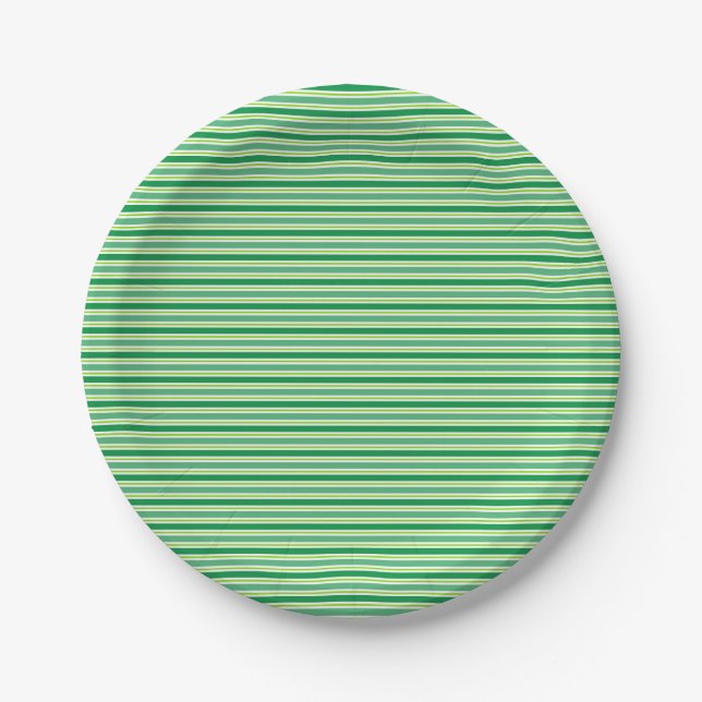 St. Patrick's Day Green Stripes Pattern-54608 Paper Plate (Front)