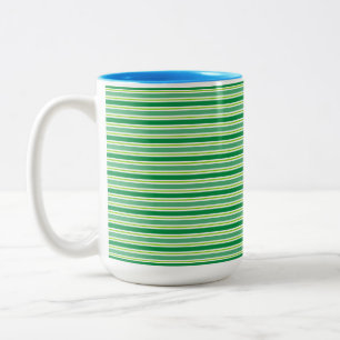 St. Patrick's Day Green Stripes Pattern-54608 Two-Tone Coffee Mug
