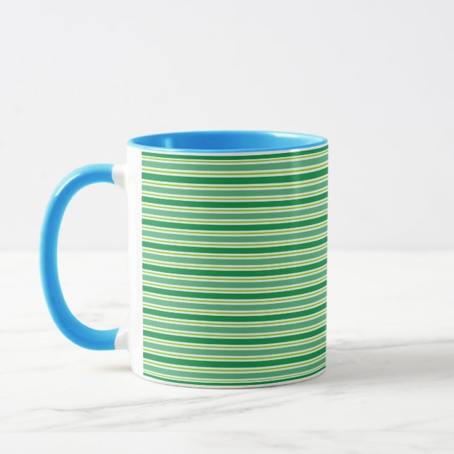 St. Patrick's Day Green Stripes Pattern Mug (Left)