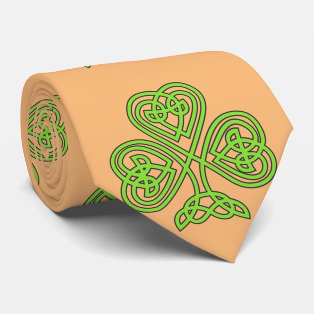 St. Patrick's Day Green Trinity Knot  Shamrock Tie (Rolled)