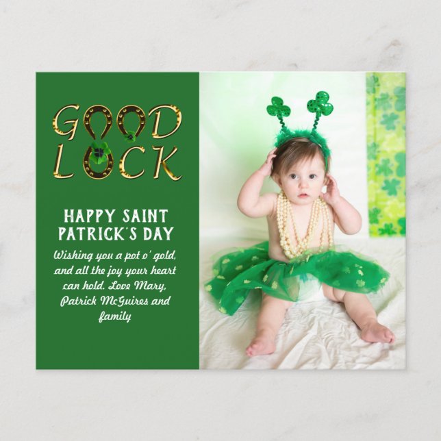St Patrick's Day Greeting PHOTO Cards BUDGET (Front)