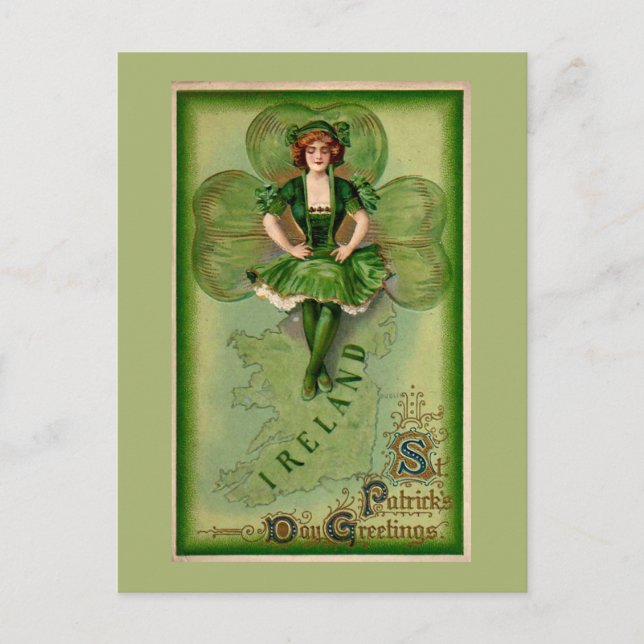 St Patricks Day Greetings Postcard (Front)