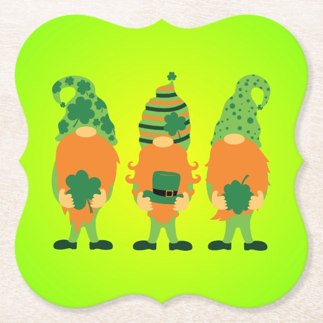 St. Patrick's Day Grnomes-59065 Paper Coaster (Front)
