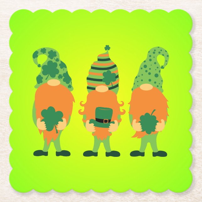 St. Patrick's Day Grnomes-59065 Paper Coaster (Front)