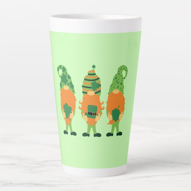 St. Patrick's Day Grnomes Latte Mug (Front)