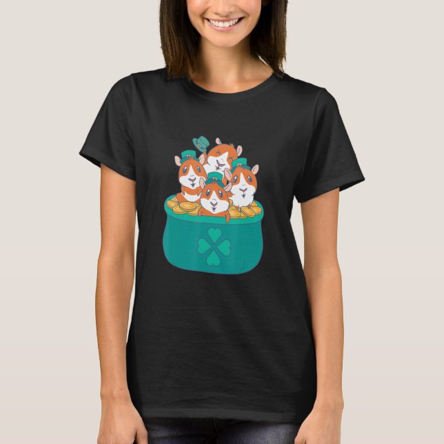 St  Patricks Day Guinea Pig In Pot Of Luck Leprech T-Shirt (Front)