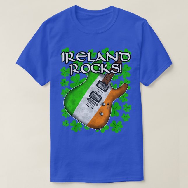 St Patricks Day Guitar Irish Flag Ireland Rocks Gu T-Shirt (Design Front)