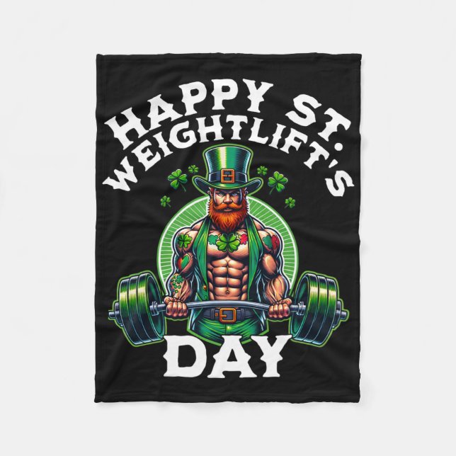 St Patricks Day Gym Weightlifting  Fleece Blanket (Front)