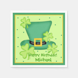 St. Patrick's Day Happy Birthday Name Personalised Napkin