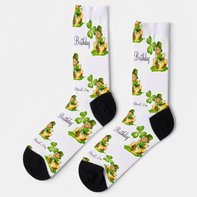 St. Patrick's Day Happy Birthday Socks  (Left)