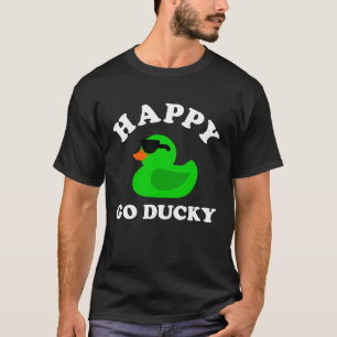 St Patricks Day Happy Go Ducky Sunglasses  Rubber  T-Shirt