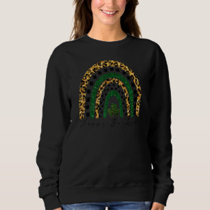 St Patrick's Day Happy Go Lucky Rainbow Leopard Pr Sweatshirt