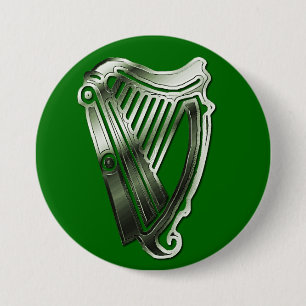 St Patrick's Day Harp of Ireland Button Name Tag