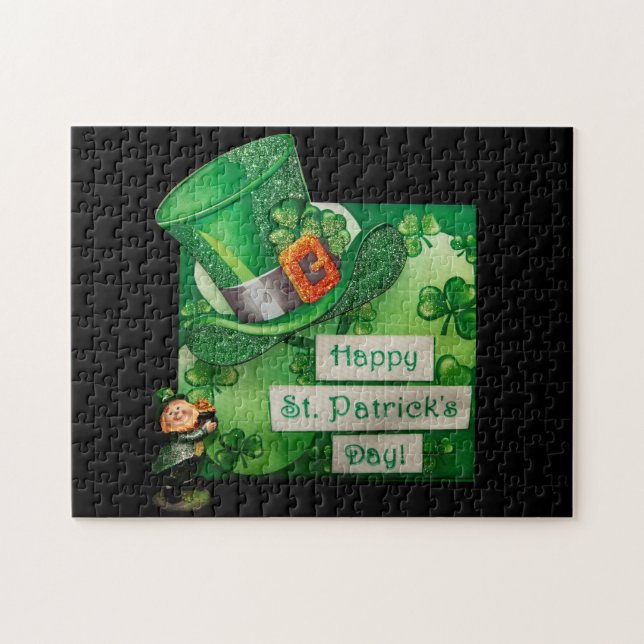 St. Patrick's Day Hat and Leprechaun Jigsaw Puzzle (Horizontal)
