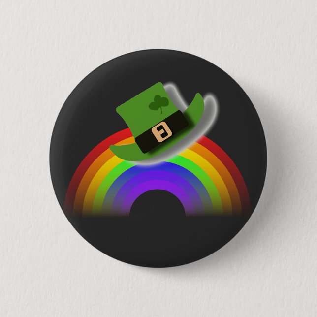 St Patricks Day Hat and Rainbow  6 Cm Round Badge (Front)