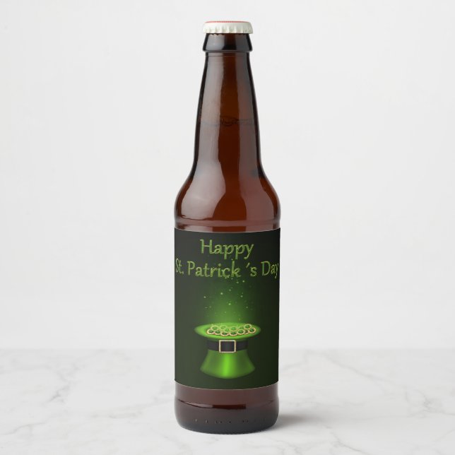 St. Patrick's Day Hat Coins - Beer Bottle Label (Front)