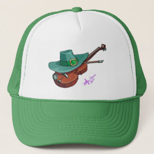 St Patricks Day Hat & Violin Green Trucker Hat