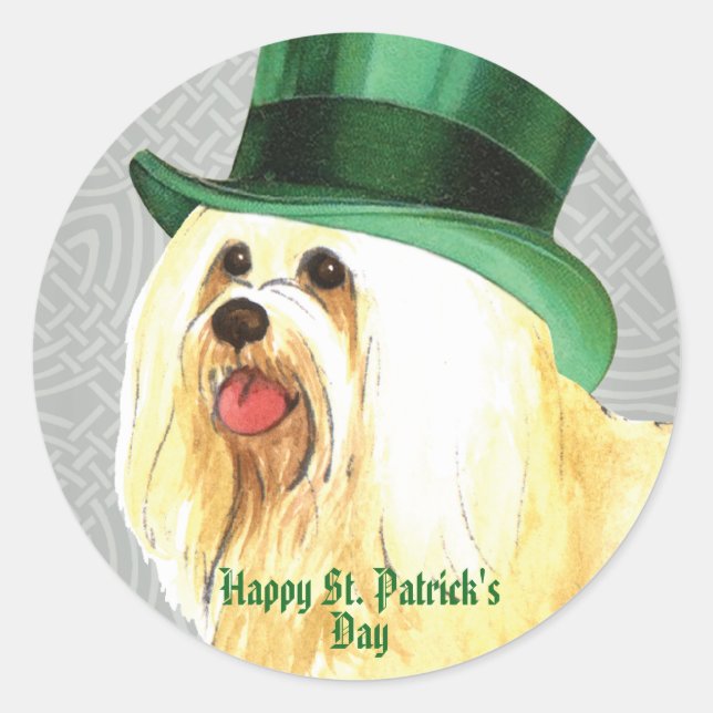 St. Patrick's Day Havanese Classic Round Sticker (Front)