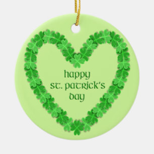 St Patrick's Day Heart Ceramic Tree Decoration
