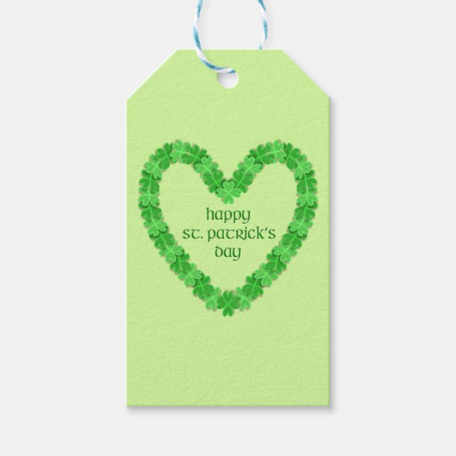 St Patrick's Day Heart Gift Tags (Front)
