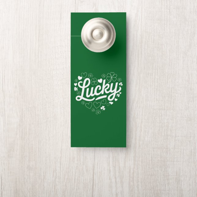 St Patrick's Day Heart Lucky Clover Shamrock  Door Hanger (On Knob)