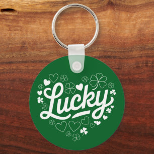 St Patrick's Day Heart Lucky Clover Shamrock  Key Ring