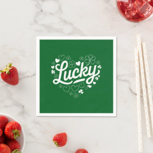 St Patrick's Day Heart Lucky Clover Shamrock Napkin