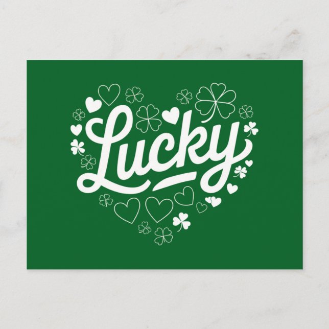 St Patrick's Day Heart Lucky Clover Shamrock  Postcard (Front)
