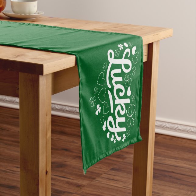 St Patrick's Day Heart Lucky Clover Shamrock  Short Table Runner (In Situ)