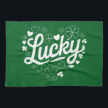 St Patrick's Day Heart Lucky Clover Shamrock  Tea Towel<br><div class="desc">St Patrick's Day Heart Lucky Clover Shamrock</div>