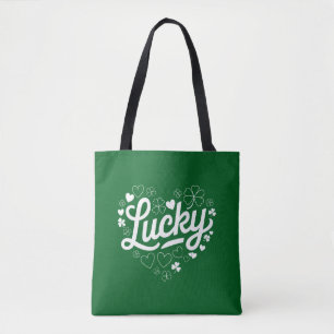 St Patrick's Day Heart Lucky Clover Shamrock  Tote Bag