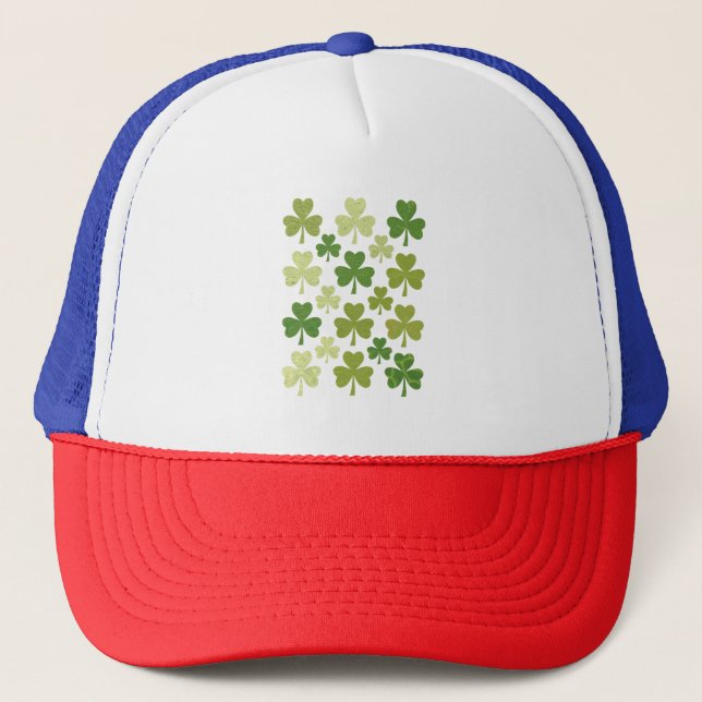St Patrick's Day Heart Lucky Clover Shamrock  Trucker Hat (Front)