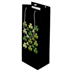 St Patrick's Day Heart Lucky Clover Shamrock  Wine Gift Bag