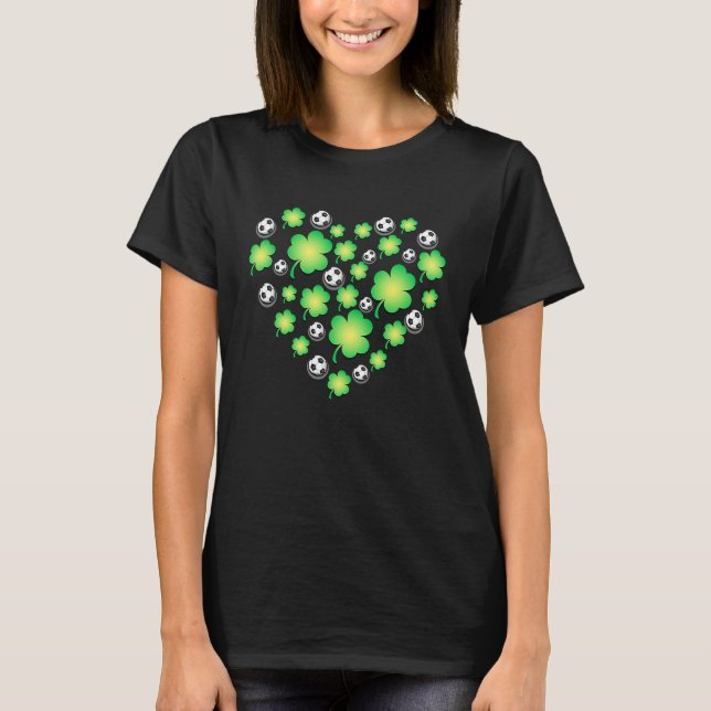 St Patricks day Heart made of c and soccer balls T-Shirt (Front)
