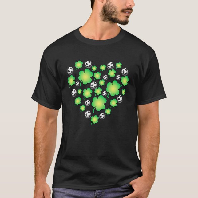 St Patricks day Heart made of c and soccer balls T-Shirt (Front)
