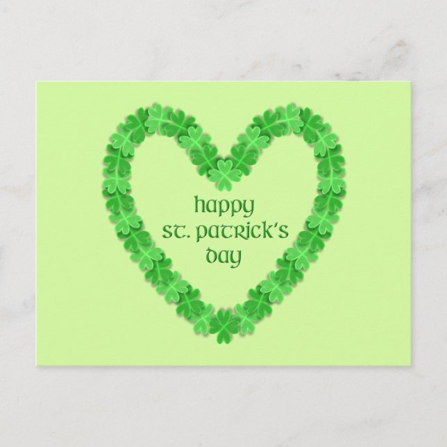 St Patrick's Day Heart Postcard (Front)