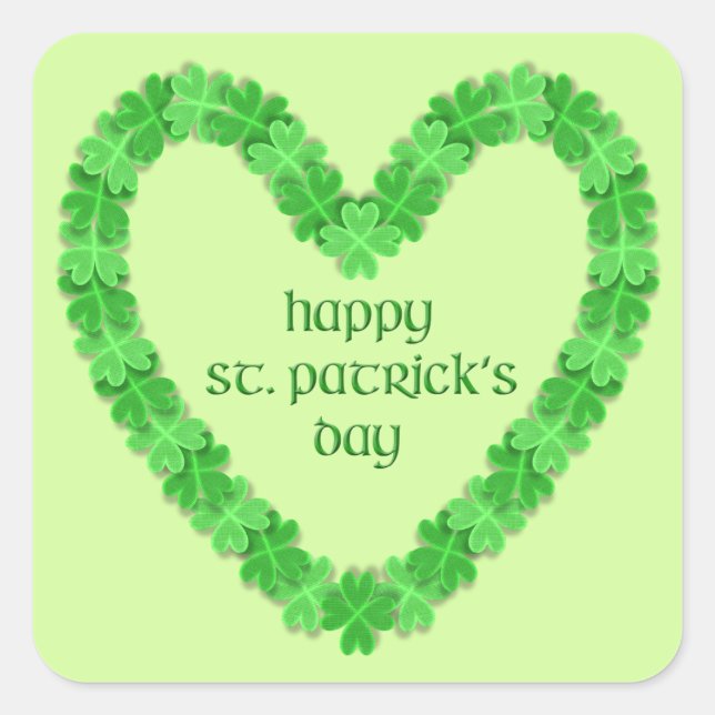 St Patrick's Day Heart Square Sticker (Front)