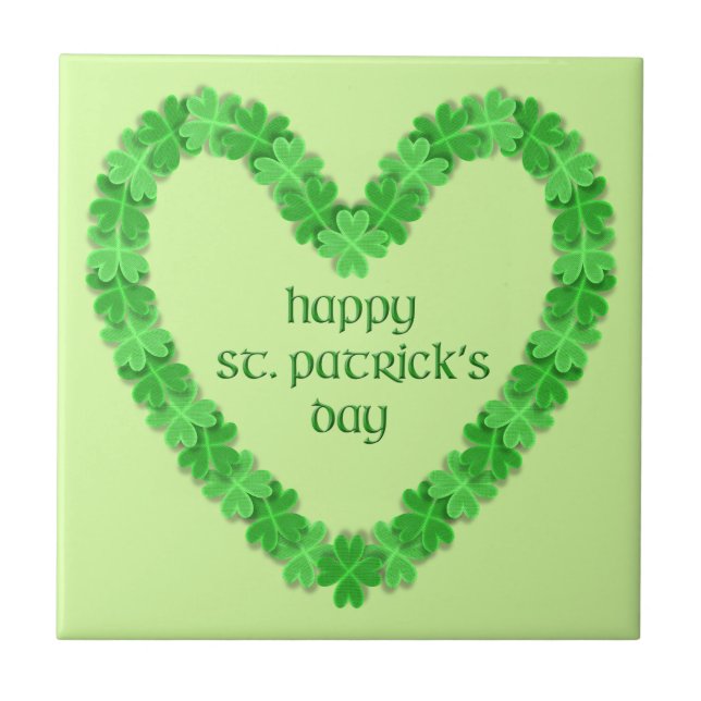 St Patrick's Day Heart Tile (Front)