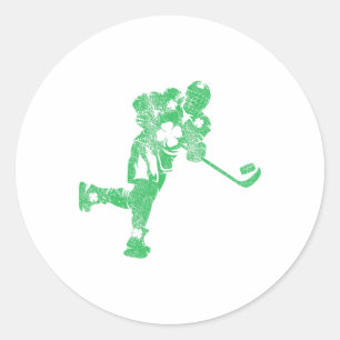 St Patricks Day Hockey Irish Boys Saint Paddy#39;s Classic Round Sticker